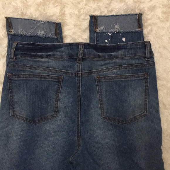 Material Girl Jeans Stair Ragged Hem Paint Spots L - Picture 7 of 8